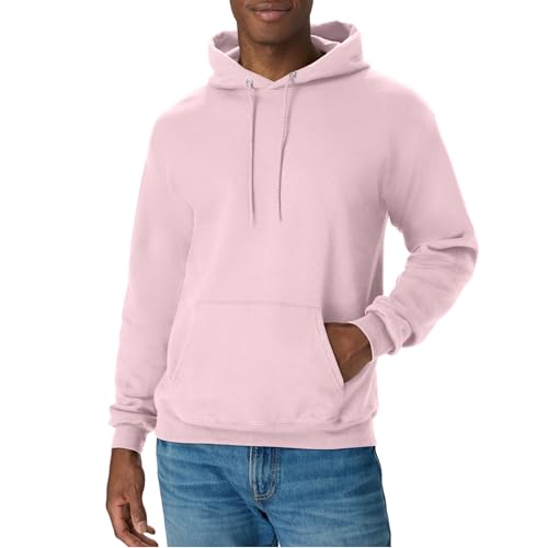 Hanes Men's Pullover EcoSmart Hooded Sweatshirt, pale pink, Small