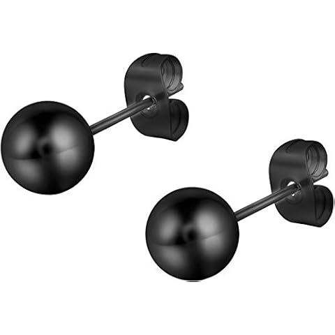 Generic Boucles d'Oreilles Boule Noire 7mm Cover