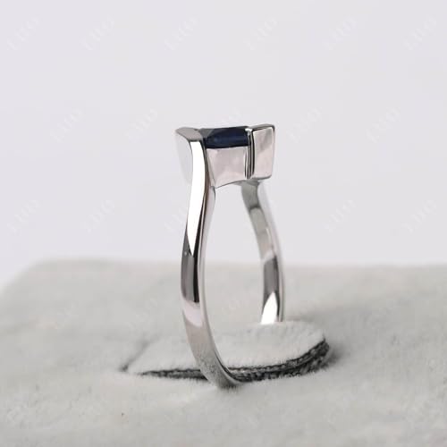 LUO 925 Sterling Silver Princess Cut Square Shape Gemstone Ring for Women,Semi Bezel Set 6x6mm Solitaire Bypass Gemstone Engagement, Anniversary Ring3