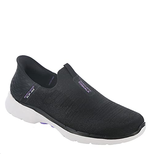 Skechers Women's Skechers Women's Hands Free Slip-ins Go Walk 6-Fabulous View, Black/Lavender, 7.5