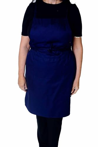 IBEX Unisex Bib Apron - No Pocket, Professional Kitchen Apron for Chefs, Waiters, Cooks, Bar Staff, Catering, Navy Blue