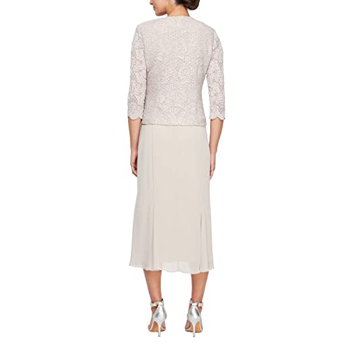 Image of Alex Evenings Women's Tea Length Jacket Dress, Perfect for Weddings, Formal Events (Petite and Regular Sizes)