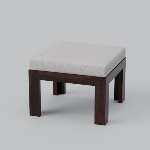 Image of ONIJA Solid Sheesham Wood Center Coffee Table with 2 Stools for Living Room Outdoor | Rosewood Centre Teapoy Tea Table with Stool for Home Office (Walnut Finish)