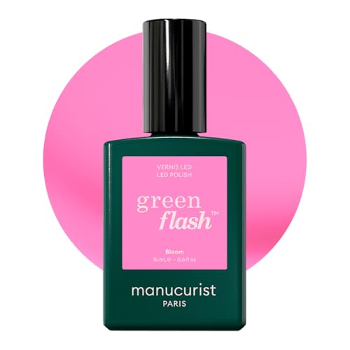 Manucurist Esmalte Semipermanente Rosa Neón con Subtonos Azules Green Flash Bloom - Esmalte Gel UV y LED para Uñas - 12-Free, Bio-Based hasta 84% - Manicura Profesional - 15 ml