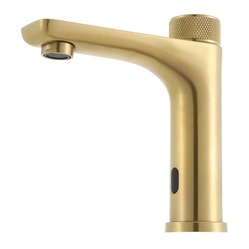 Grifo de baño con sensor, automático sin contacto, grifo de lavabo para lavabo, baño, cocina, lavabo de mano (dorado)
