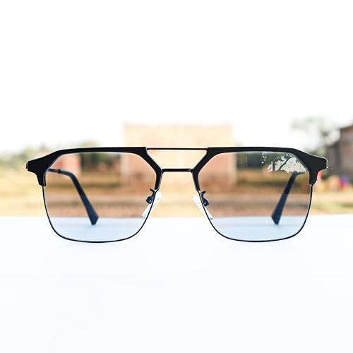 Image of Photochromic Square Sunglasses for Men, Metal Frame, UV Protection, Stylish Everyday Eyewear