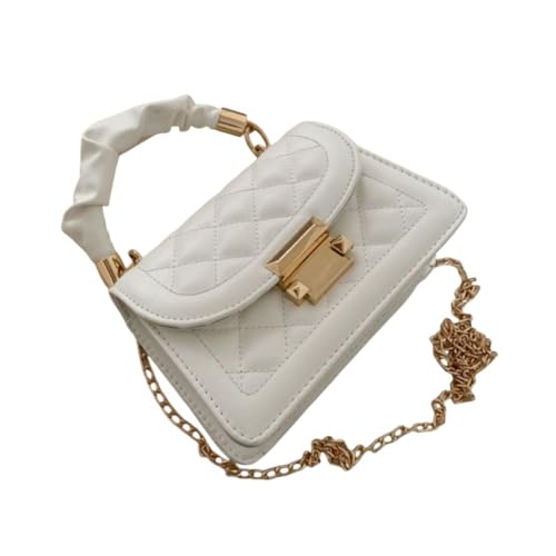 Solid Color Large Capacity Crossbody Bag Casual PU Underarm Handbag(White)