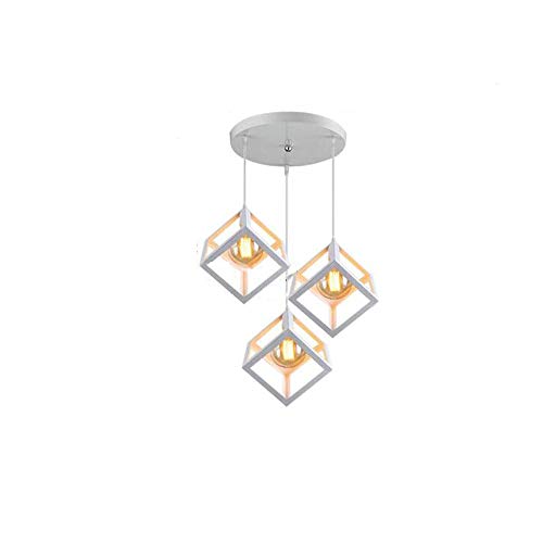 Suspension cuisine îlot à 3 têtes luminaire blanc élégant pour ambiance salon et chambre