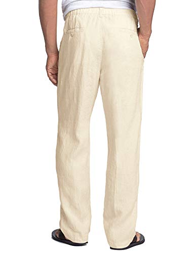 COOFANDY-Mens-Casual-Linen-Pants-Elastic-Waist-Drawstring-Beach-Summer-Pants-Lightweight-Linen-Trousers