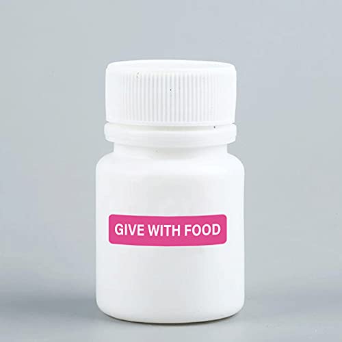 Give With Food Stickers Medication Instruction Labels For Medical Containers Pharmacies Hospitals 1/2 X 1.5 Inch 500 Pcs/Roll Veterinary Labels Stickers File Folder Labels For Drugstor Management #TOP1