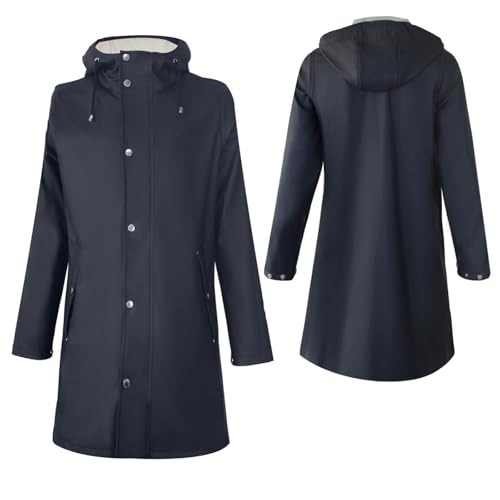 Rain Jackets for Women, Rain Coats Long Hooded Outdoor Waterproof Windbreaker Women's Trench Coat3