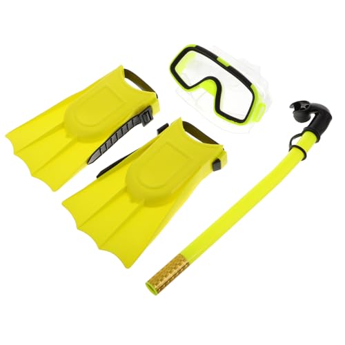 BESTonZON 1Set Snorkel Set Diving Gear with Dry Snorkel Fog Goggles and Flippers for Safe Comfortable Snorkeling and Swimming Kit for Ages