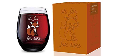 Stemless Wine Glass (Oh For Fox Sake) Made of Unbreakable Tritan Plastic and Dishwasher Safe - 16 ounces