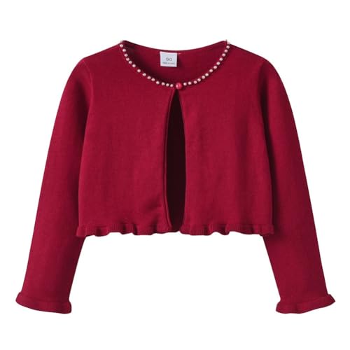Girls' Knit Cardigan Hand-Beaded Shawl Sweater Long Sleeve Button Cardigans Tops Spring Fall Open Front Cover-Up Outerwear