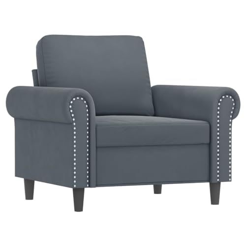 vidaXL Sofagarnitur 3-TLG., Sessel Couch mit Kissen, Sofa Wohnzimmersofa mit Armlehnen, Couchgarnitur Designsofa Sitzmöbel Polstermöbel, Dunkelgrau Samt – Bild 5