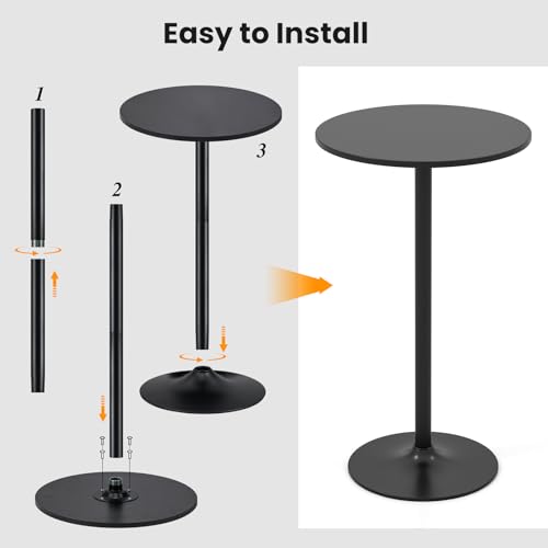 Image of Giantex 6-Pack 2-in-1 Bar Table with Detachable Pole, Metal Base, 24 inch Round Top, 40 inch /22 inch Two Convertible Height, Cocktail Table, Coffee Table, Pub Table for Dining Room, Restaurant, Kitchen, Black