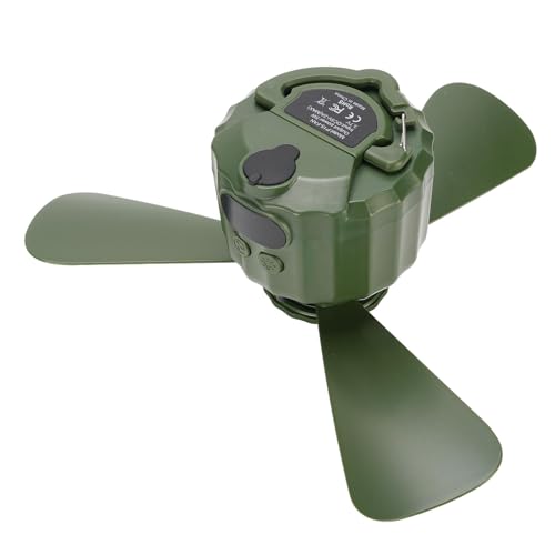 Fockety Ventilador de Techo, 5200mAh Recargable de bajo Ruido de bajo Ruido Ventilador de Techo de Carpa con Batería de Viento con Control Remoto, Luz LED para Acampar, Pesca, Uso Interior