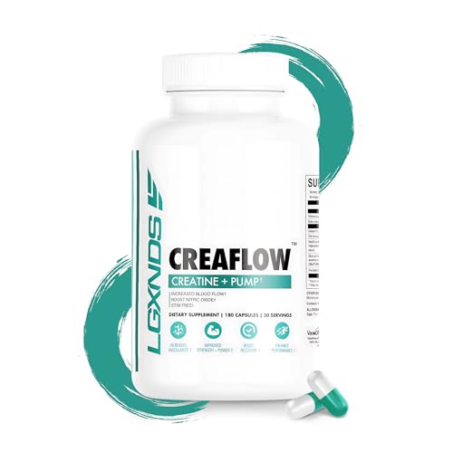 LGXNDS Creaflow Creatine Pump Capsules - Stim Free Formula, Advanced Creatine Supplement for Muscle Growth, Strength & Performance - 180 Capsules, 30 Servings