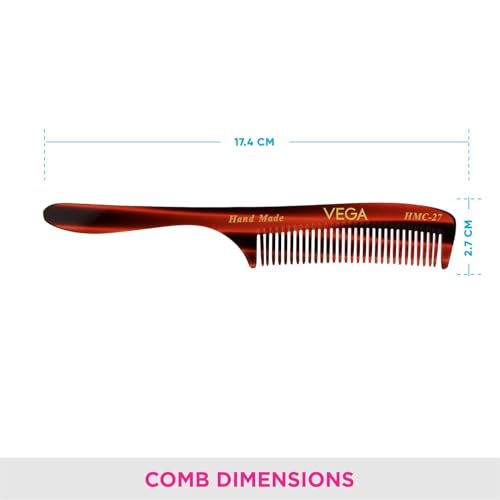 Image of Vega Grooming Hair Comb,Handmade, (India's No.1* Hair Comb Brand) for Men and Women, (HMC-27)