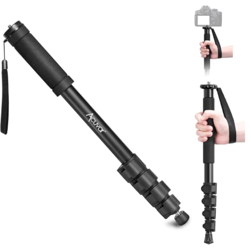 Acuvar 62' Inch Monopod with Integrated Safety Strap and 4 Section Extending Pole for All Digital...