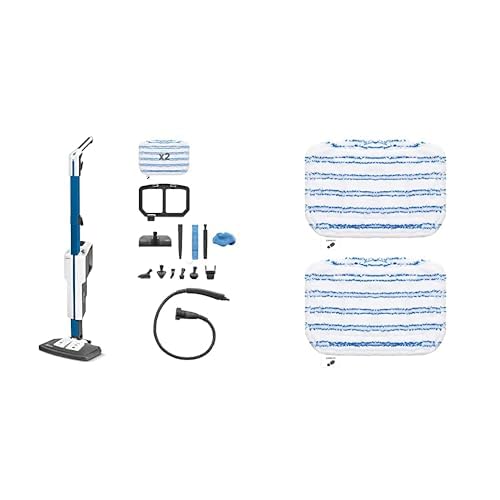 Polti Vaporetto SV620_Style, balai vapeur avec nettoyeur vapeur portable, nettoyage des sols et des tapis & Vaporetto PAEU0394 Kit de 2 serpillières en microfibre pour nettoyage des