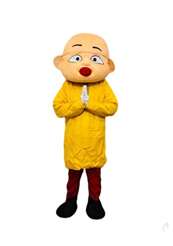 Image of Bookmycostume Buy Patlu Cartoon Mascot Costume For Theme Birthday Party & Events Adults Full Size Adults, Yellow - Fleece