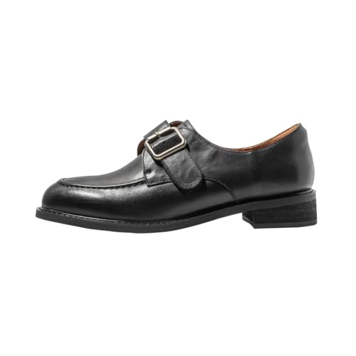 Image of ONEENO Women's Flat Leather Buckle Loafer