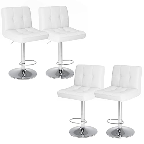Elevon Set of 4 Adjustable PU Leather Bar Stools with Cushion