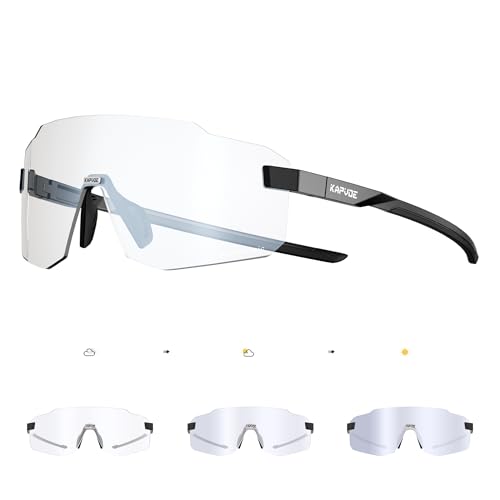 KAPVOE Photochromic Cycling Glasses, Frameless UV400 for MTB K341