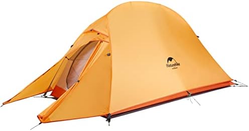 Naturehike Cloud Up 1 Person Tent Lightweight Backpacking Tent with Footprint - 3 Season Camping Hiking Waterproof Backpack 1 Man Tent(210T Orange)