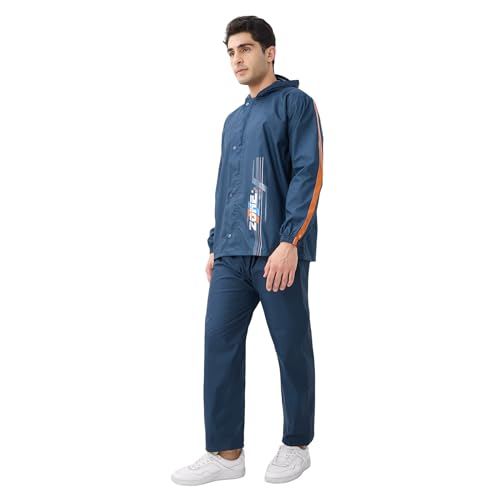 Image of Citizen Designer Rain Suit for Men, Special Slub Rubberized Fabric, Heavy PVC Coating, Heavy Duty Zipper, Reflective Back Print, Inbuilt Cap, Elastic Cuff, Designer Tapping Series