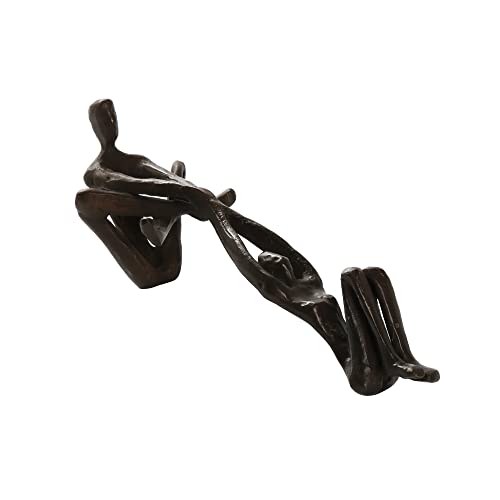 Pristine Bronze Shelf Sculpture - Couple Holding Hands - Contemporary Shelf Decor - Modern Shelf Statues for Home Decoration - Bronze - Image 4