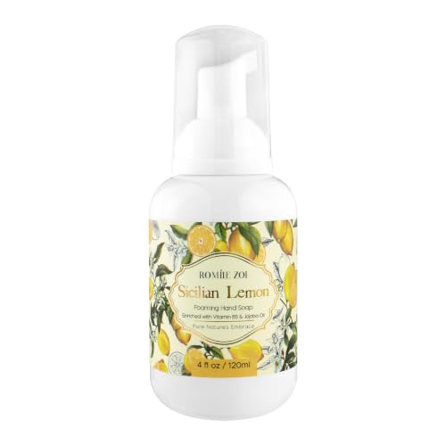 Image of ROMIIE ZOI Foaming Hand Soap, Sicilian Lemon Scent, 4 fl oz Travel Size | Natural SLS-Free Formula, Gentle Moisturizing, Rich Creamy Foam, w / Compact Refillable Dispenser