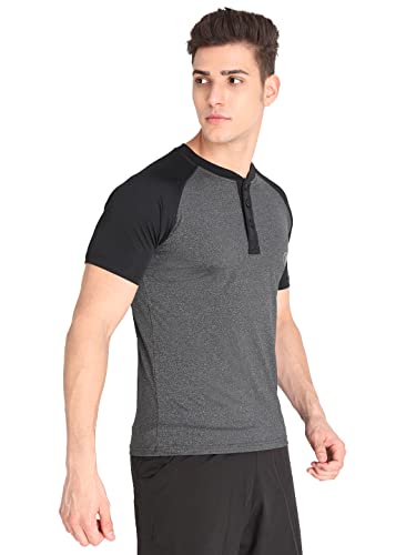 Image of CHKOKKO Men's Round Neck Gym T-Shirt Anthra Black S