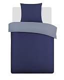 Vision Juego de Cama Reversible 100% Algodón – Azul Gris – Cama Individual (135x200 cm) – Incluye Funda Nórdica y Almohada (80x80 cm) – 57 Hilos, Certificado Oeko-Tex