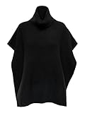 capa negra con capucha para mujer Poncho de punto para mujer, cuello alto, manga corta