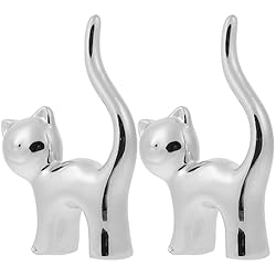 Fregadero Porcelanico Cabilock 1 Juego De 2 Uds De Soporte Para Anillo De Gato Soporte Para Anillo De Gatito Soporte De Exhibición De Adorno Soporte De Baratija De Porcelana Bandeja De Tocador De Regalo