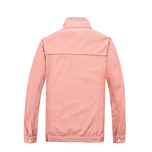 Image of PRIJOUHE Denim Jacket For Men Casual Loose Fit Jean Jackets Long Sleeve Button Down Trucker Coat Distressed Outerwear
