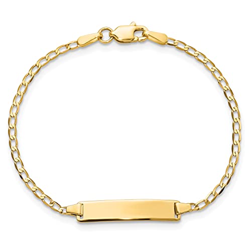 14K Solid Yellow Gold Curb Link Name Bar Identification ID Bracelet3