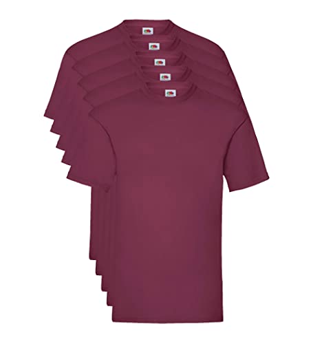 T-Shirt Homme Fruit of the Loom Valueweight lot de 5 rouge bordeaux taille XXL