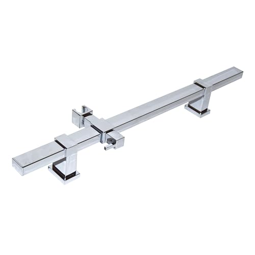 Asta Doccia di Ricambio per Colonne Doccia, Forma Squadrata in Ottone Cromato, Attacco a Muro Regolabile, con Supporto Saliscendi per Doccetta, Altezza 60 cm