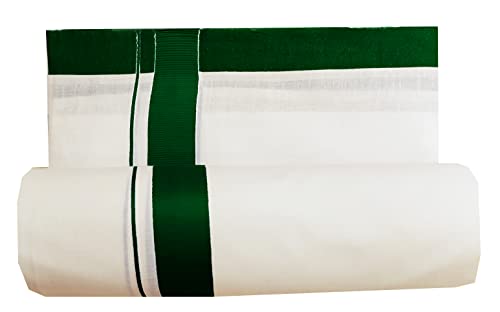 Image of Mens Thick Border 100% Cotton Cream Dhoti 4.0 Meters Double Mundu /Vesti