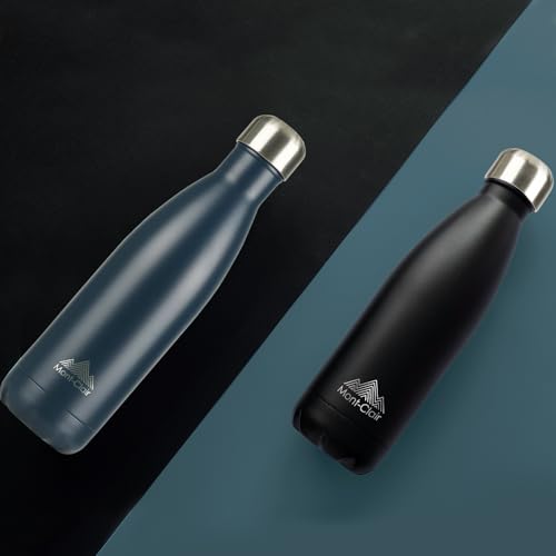 Image of Mont-Clair Stainless Steel Water Bottle, Vacuum insulated - BPA Free, 12h Hot & 24h Cold Drinks, Metal Water Bottle 17 oz Leakproof, Ideal for Adult, Kids, Running - Dark Blue