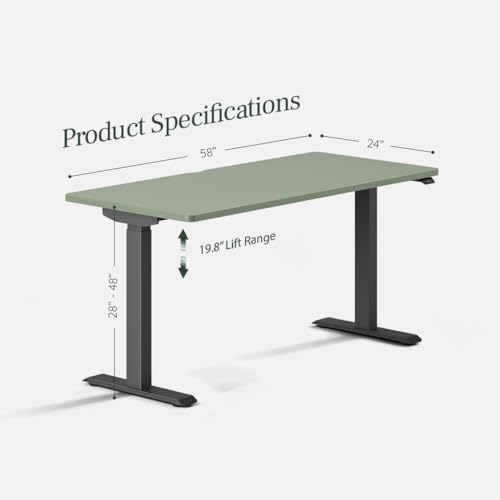 Image of Branch Duo Standing Desk, Adjustable Standing Desk with 20 inch Range | OLED Control Panel, Frameless Design and Compact Size Suitable for Many Spaces, 58 Inches, Sage Top, Charcoal Base