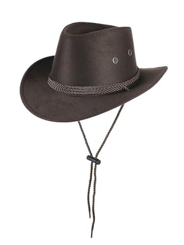 OYOANGLE Women's Wide Brim Lightweight Vacation Hat Western Cowboy Cowgirl
