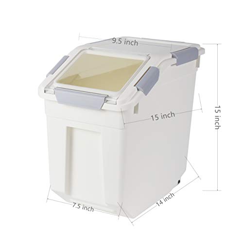 Rice Storage Container With Wheels Seal Locking Lid Pp((507.27Oz / 3.96Gal / 80Cup / 15L),Pack-2) #TOP3