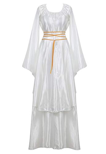 Vestido de renacimiento blanco con ajuste retro medieval cómodo para cosplay