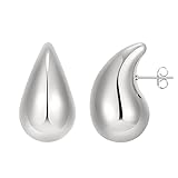 Aretes de gota de lágrima, aretes de aro de oro gruesos, para mujer, joyería en forma de gota de lágrima, plata y oro,...