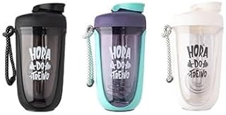 Coqueteleira shakeira Garrafa Premium para Academia, 550ml, com Mola Misturadora e Alça de Transporte- BRANCO-FBK-