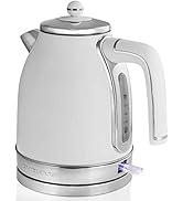 OVENTE Electric Stainless Steel Hot Water Kettle 1.7 Liter Victoria Collection, 1500 Watt Power T...